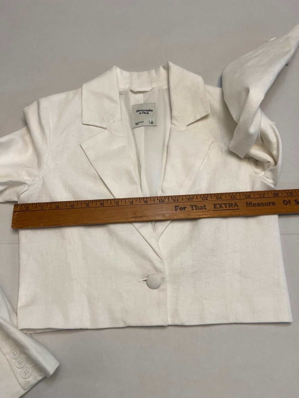 ABERCROMBIE & FITCH COTTON LINEN WOMENS CROPPED BLAZER WHITE SMALL - Picture 12 of 16